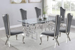 Nikola 7-Pc Silver/Dark Gray Dining Table Set