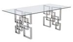 Nikola 7-Pc Silver/Navy Blue Dining Table Set