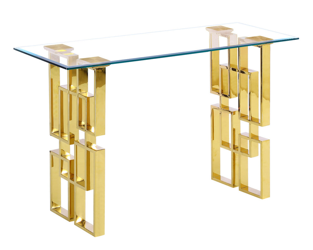Nikola Clear Glass/Gold Metal Console Table