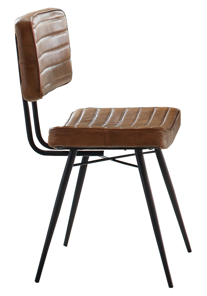 Noa 2 Camel Goat Leather/Black Metal Side Chairs