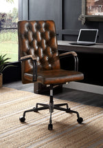 Noknas Brown Leather/Metal Office Chair