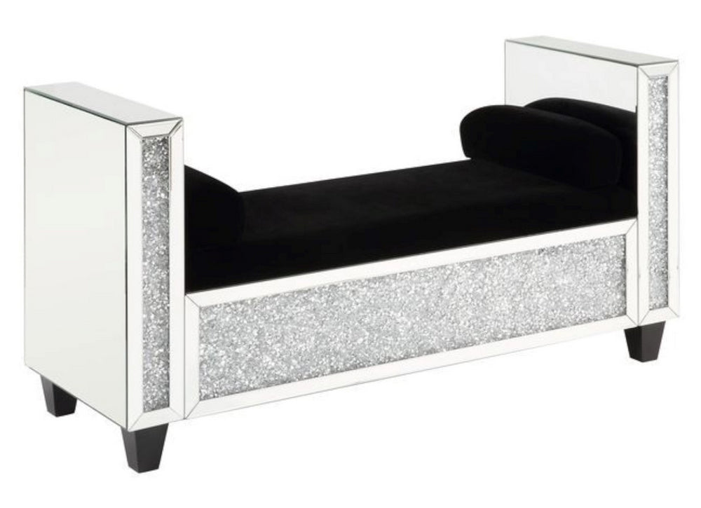 Noralie Black Bench with Faux Diamonds