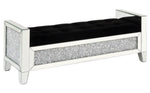 Noralie Black Tufted Bench with Faux Diamonds