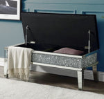 Noralie Black Upholstered/Mirrored Bench with Storage