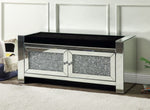 Noralie Black Upholstered/Mirrored Frame Bench with 2 Doors