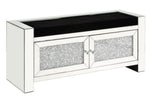 Noralie Black Upholstered/Mirrored Frame Bench with 2 Doors