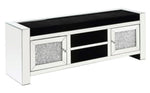 Noralie Black Upholstered/Mirrored Frame Bench with 2 Doors