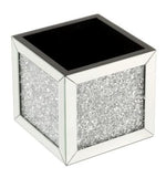 Noralie Black Upholstered/Mirrored Frame Ottoman with Storage