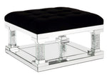 Noralie Black Upholstered/Mirrored Ottoman