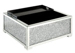 Noralie Black Upholstered Ottoman with Storage & Faux Diamonds