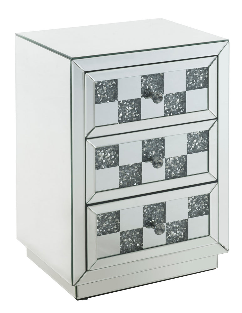 Noralie Chess Design Mirrored 3-Drawer Accent Table