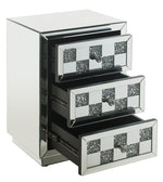 Noralie Chess Design Mirrored 3-Drawer Accent Table