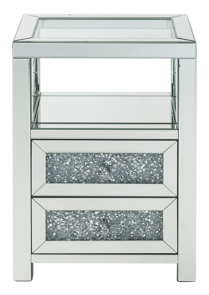 Noralie Clear Glass/Mirrored 2-Drawer Accent Table