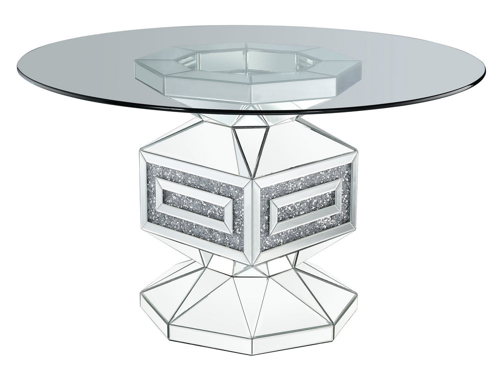 Noralie Clear Glass/Mirrored Dining Table