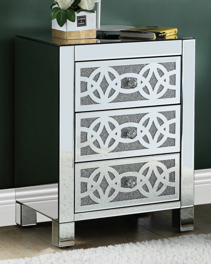 Noralie Fully Mirrored 3-Drawer Accent Table