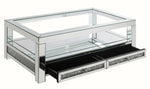 Noralie Mirrored 2-Drawer Coffee Table with Shelf