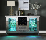 Noralie Mirrored 2-Drawer Server with Wine Rack