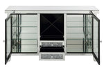 Noralie Mirrored 2-Drawer Server with Wine Rack