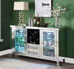 Noralie Mirrored 2-Drawer Server with Wine Rack