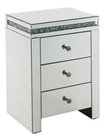 Noralie Mirrored 3-Drawer Accent Table with Faux Diamonds