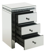 Noralie Mirrored 3-Drawer Accent Table with Faux Diamonds