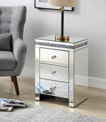 Noralie Mirrored 3-Drawer Accent Table with Faux Diamonds