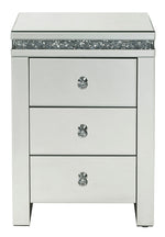 Noralie Mirrored 3-Drawer Accent Table with Faux Diamonds