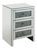 Noralie Mirrored 3-Drawer Accent Table with Faux Diamonds