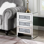 Noralie Mirrored 3-Drawer Accent Table with Faux Diamonds