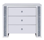 Noralie Mirrored 3-Drawer Console Cabinet with Faux Diamonds