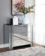 Noralie Mirrored 3-Drawer Console Cabinet with Faux Diamonds