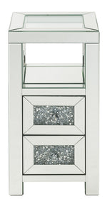 Noralie Mirrored/Clear Glass 2-Drawer Accent Table