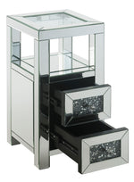 Noralie Mirrored/Clear Glass 2-Drawer Accent Table