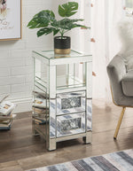 Noralie Mirrored/Clear Glass 2-Drawer Accent Table