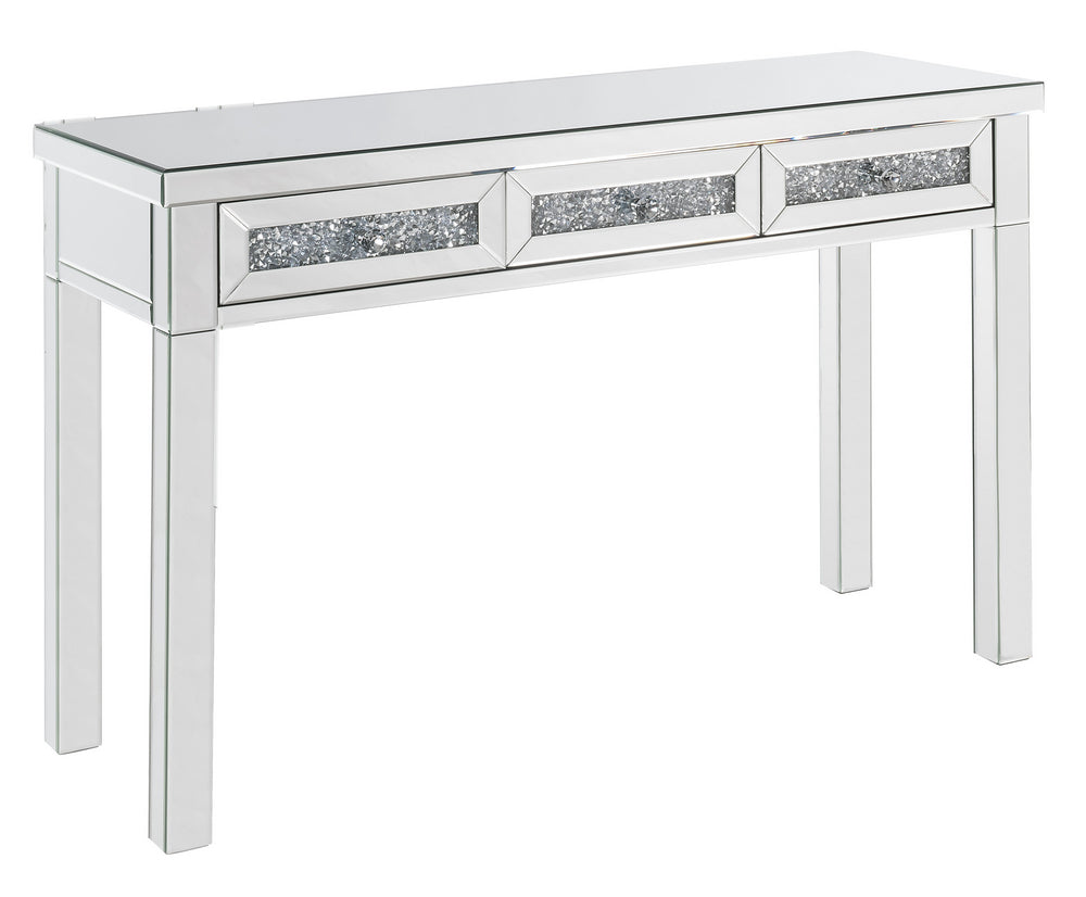 Noralie Mirrored/Clear Glass 3-Drawer Console Table