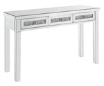 Noralie Mirrored/Clear Glass 3-Drawer Console Table