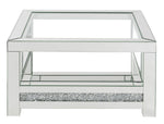 Noralie Mirrored Coffee Table with Clear Glass Top