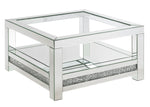 Noralie Mirrored Coffee Table with Clear Glass Top