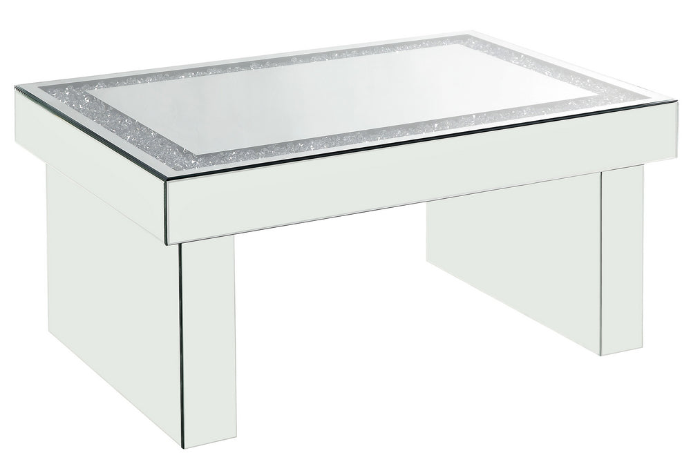 Noralie Mirrored Coffee Table with Faux Diamonds Inlay Top