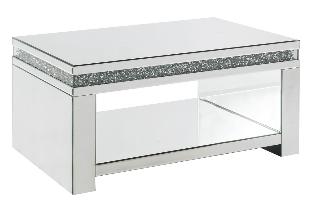 Noralie Mirrored Coffee Table with Shelf