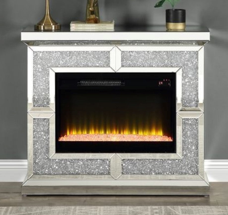 Noralie Mirrored Console Table with Fireplace