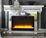 Noralie Mirrored Console Table with LED Fireplace