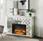 Noralie Mirrored Console Table with LED Fireplace & Touch Panel