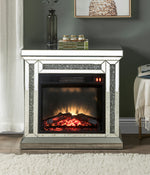 Noralie Mirrored Console Table with LED Fireplace