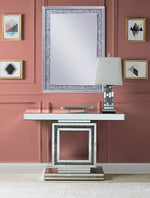 Noralie Mirrored Console Table with Pedestal Base