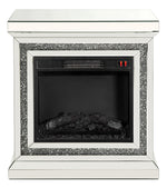 Noralie Mirrored Console with LED Fireplace & Remote Control