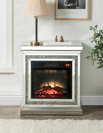 Noralie Mirrored Console with LED Fireplace & Remote Control