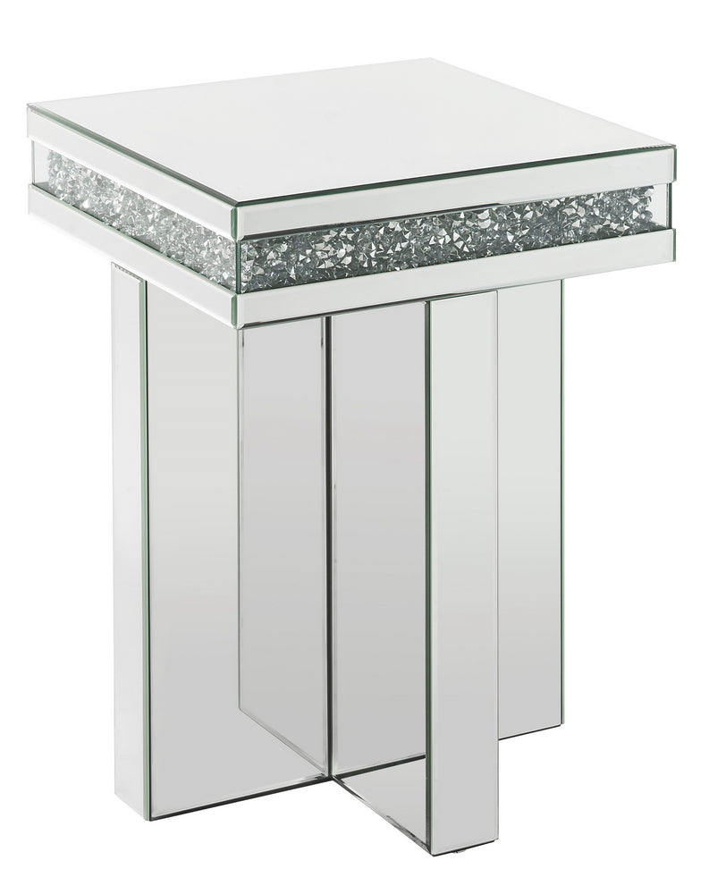 Noralie Mirrored End Table with Faux Diamonds