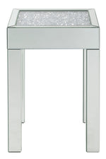 Noralie Mirrored End Table with Faux Diamonds Inlay Top