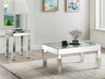 Noralie Mirrored End Table with Faux Diamonds Inlay Top